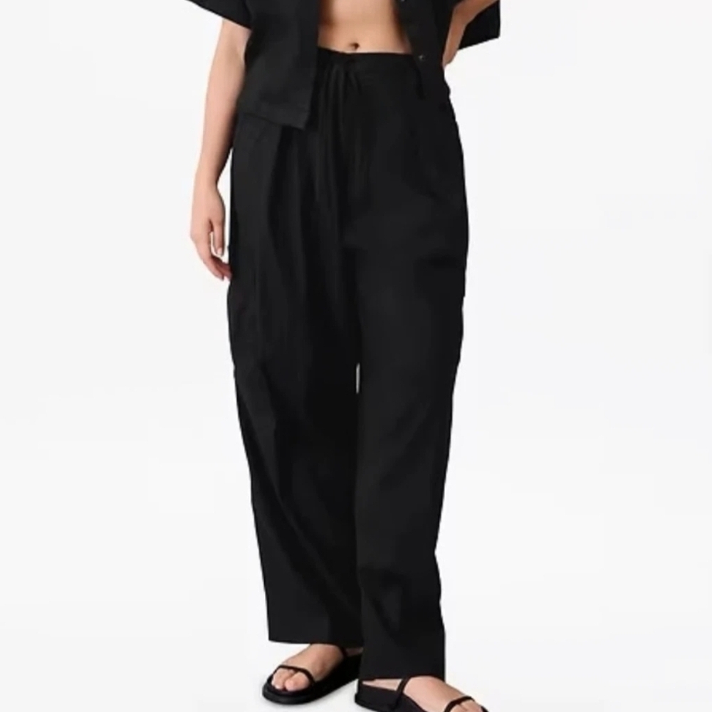 NWT Athleta Paradise Straight Leg Cargo Pants Womens SIZE XS Black Linen Blend